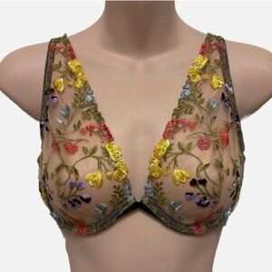 NEW Victoria’s Secret Dream Angels Bra Unlined Embroidered Sheer Floral 32D